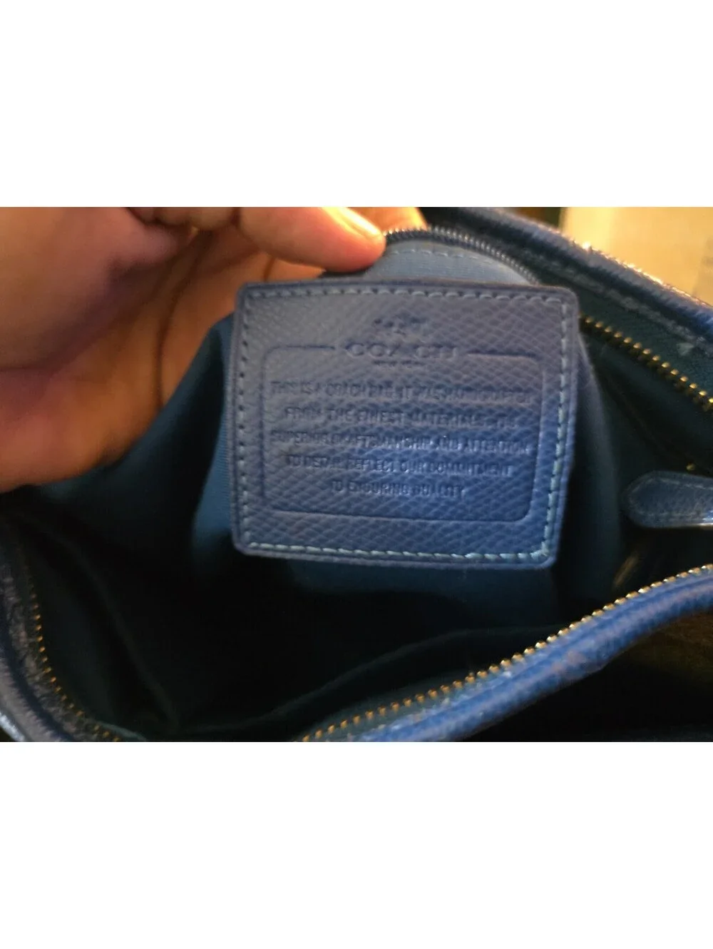 Coach Brown Blue Logo Canvas Leather Crossbody Bag for Women Adjustable Strap
